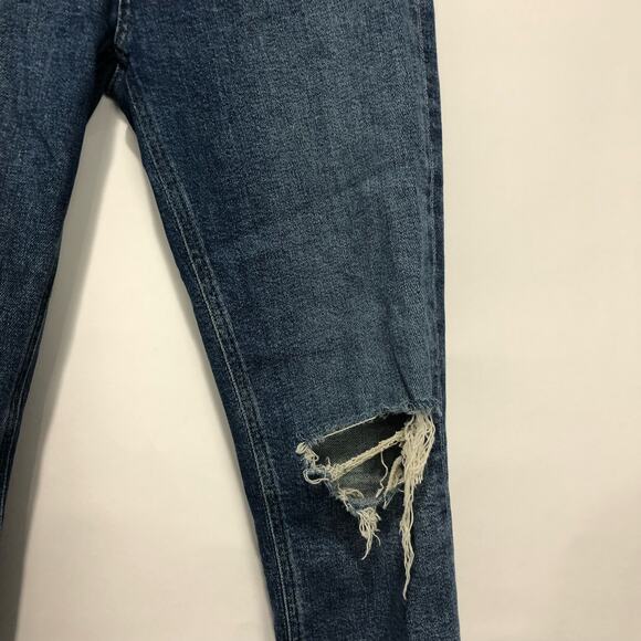 Agolde Womens Button Fly Distressed Nico Skinny Jeans Blue Size 27 - Picture 3 of 9